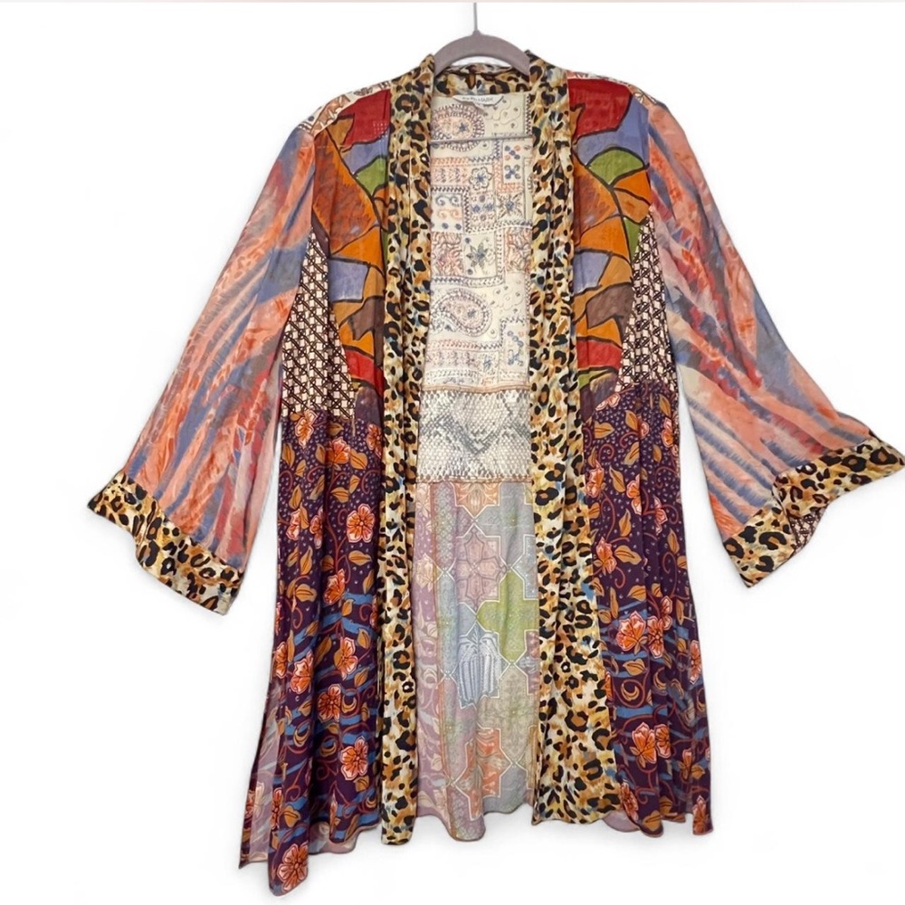 John Mark Patchwork Kimono Jacket Boho Festival S… - image 1